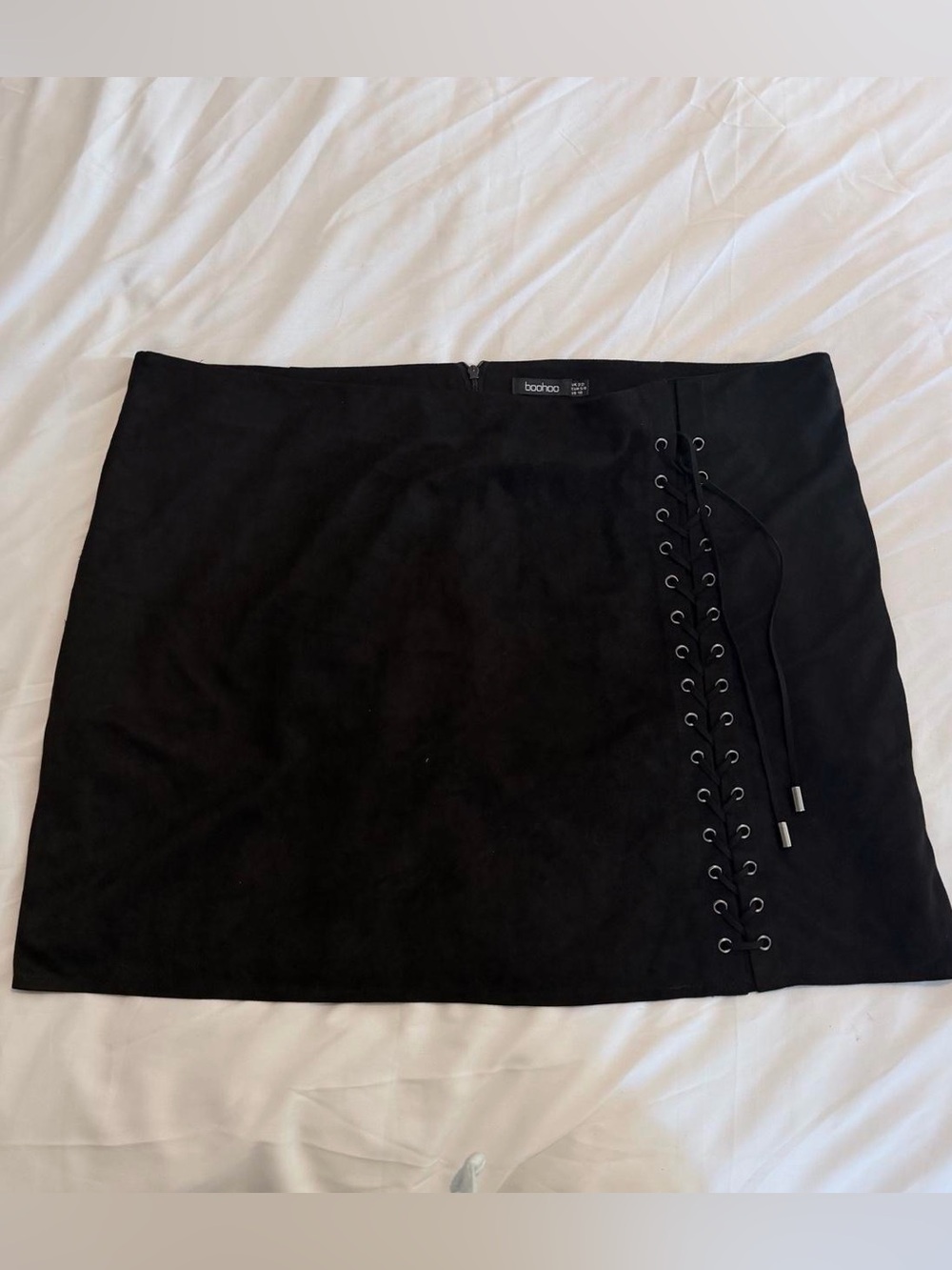 Boohoo Plus Black Lace Up Mini Skirt Size 18 Goth Grunge